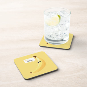 Funny Retro Banana Party Favors Puns Editable Beverage Coaster