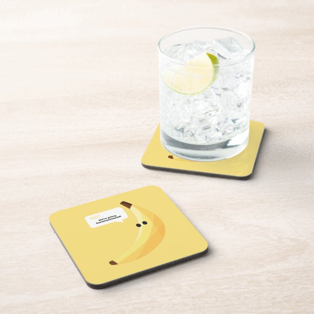 Funny Retro Banana Party Favors Puns Editable Beverage Coaster (Right Side)