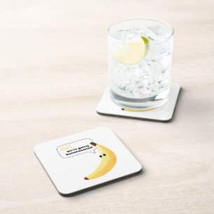 Funny Retro Banana Party Favors Puns Editable Beverage Coaster