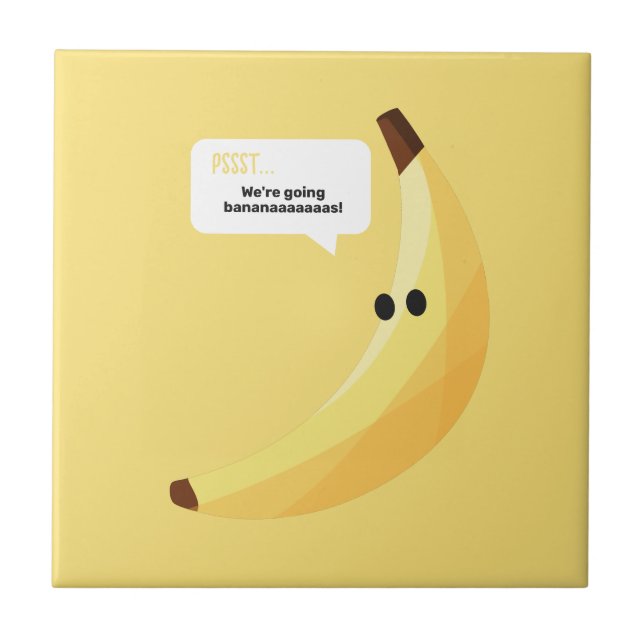 Funny Retro Banana Party Favors Puns Editable Ceramic Tile (Front)