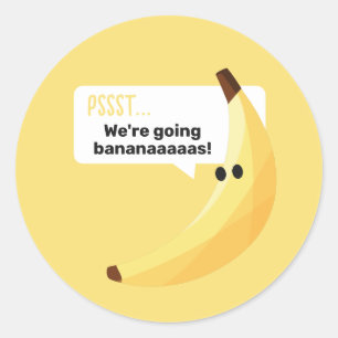 Funny Retro Banana Party Favors Puns Editable Classic Round Sticker