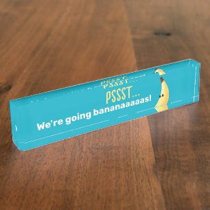 Funny Retro Banana Party Favors Puns Editable Desk Name Plate