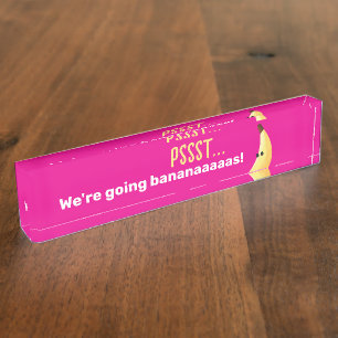 Funny Retro Banana Party Favors Puns Editable Desk Name Plate