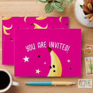 Funny Retro Banana Party Favors Puns Editable Envelope