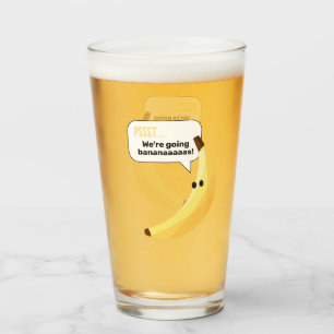 Funny Retro Banana Party Favors Puns Editable Glass