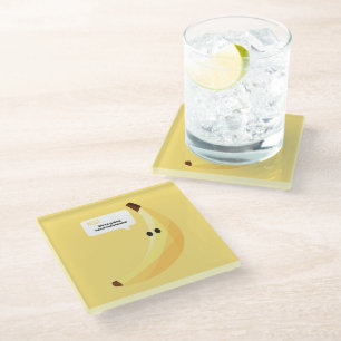 Funny Retro Banana Party Favors Puns Editable Glass Coaster