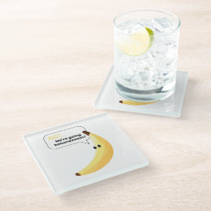 Funny Retro Banana Party Favors Puns Editable Glass Coaster