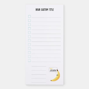 Funny Retro Banana Party Favors Puns Editable Magnetic Notepad