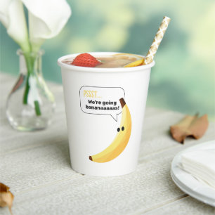 Funny Retro Banana Party Favors Puns Editable Paper Cups