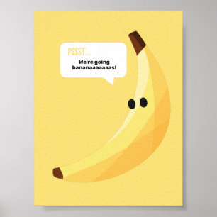 Funny Retro Banana Party Favors Puns Editable Poster