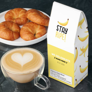 Funny Retro Banana Party Favors Puns Editable Roasted Coffee