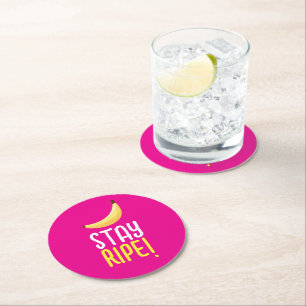 Funny Retro Banana Party Favors Puns Editable Round Paper Coaster