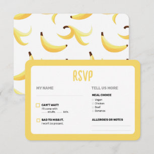 Funny Retro Banana Party Favors Puns Editable RSVP Card