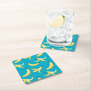 Funny Retro Banana Party Favors Puns Editable Square Paper Coaster