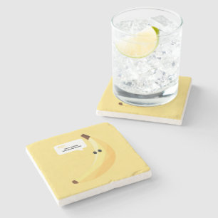 Funny Retro Banana Party Favors Puns Editable Stone Coaster