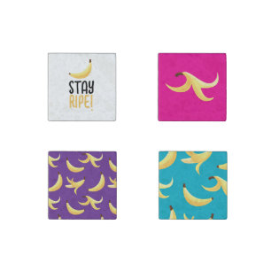 Funny Retro Banana Party Favors Puns Editable Stone Magnet