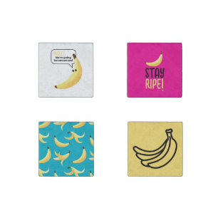 Funny Retro Banana Party Favors Puns Editable Stone Magnet