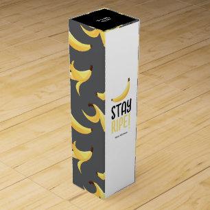 Funny Retro Banana Party Favors Puns Editable Wine Box
