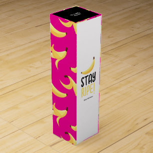 Funny Retro Banana Party Favors Puns Editable Wine Box