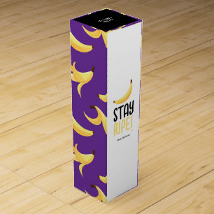 Funny Retro Banana Party Favors Puns Editable Wine Box