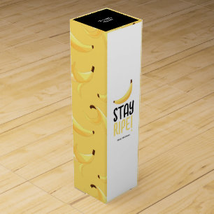 Funny Retro Banana Party Favors Puns Editable Wine Box