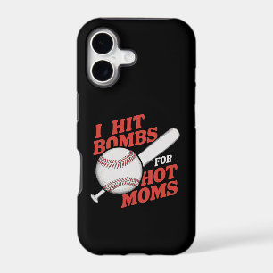 Funny Retro Baseball I Hit Bombs For Hot Moms iPhone 17 Case