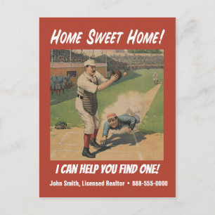 Funny Retro Baseball Realtor Marketing Postcard