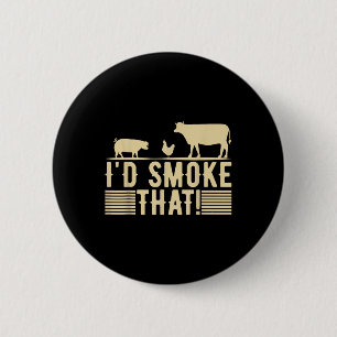 Funny Retro Bbq Party Smoker Chef Dad Gift I’d Smo Button