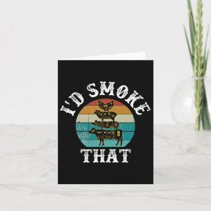 Funny Retro Bbq Party Smoker Chef Dad Gifts - I'd  Card