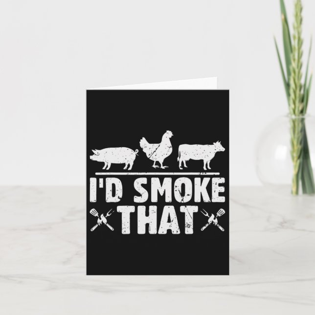 Funny Retro Bbq Party Smoker Chef Dad I'd Smoke Th Card (Front)