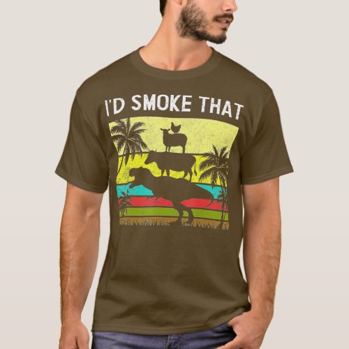 Funny Retro BBQ Party Smoker Chef Dad  Id Smoke Th T_Shirt