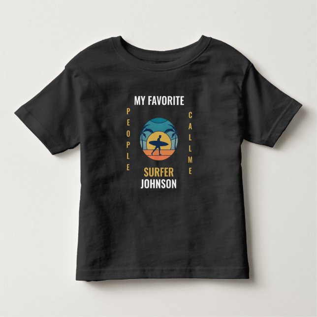 Funny retro beach surfing text quote template todd toddler t-shirt (Front)