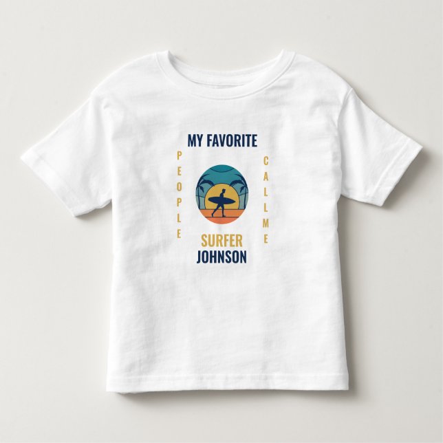 Funny retro beach surfing text quote template toddler t-shirt (Front)