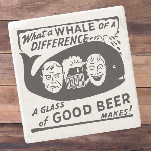 Funny Retro Beer Cartoon Stone Coaster