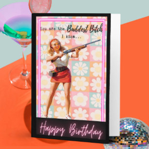 Funny Retro Birthday Card Best Friend-Sassy-Bad