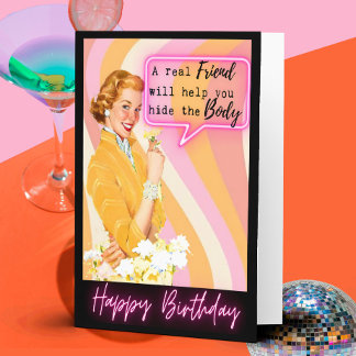 Funny Retro Birthday Card Best Friend-Sassy-Body