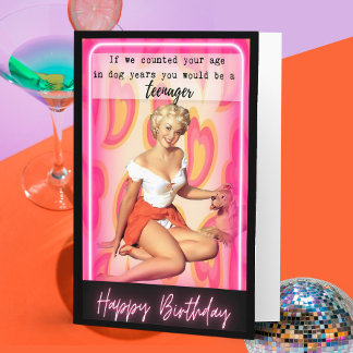 Funny Retro Birthday Card Best Friend-Sassy-Dog