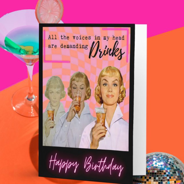 Funny Retro Birthday Card Best Friend-Sassy-Drinks (Creator Uploaded)