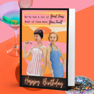 Funny Retro Birthday Card Best Friend-Sassy-Fault