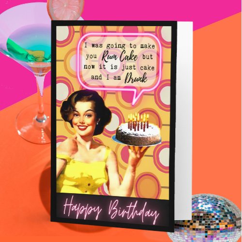 Funny Retro Birthday Card Best Friend-Sassy-Rum