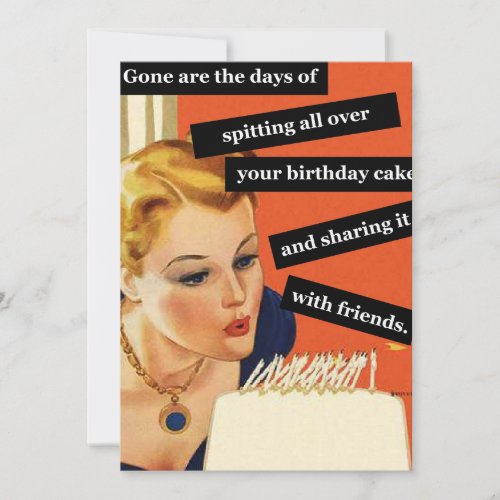 Funny Retro Birthday Card Blowing Out Candles