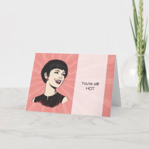 Funny Retro Birthday Card with Cartoon Lady