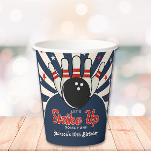 Funny Retro Bowling Birthday Party for Kids Paper Cups