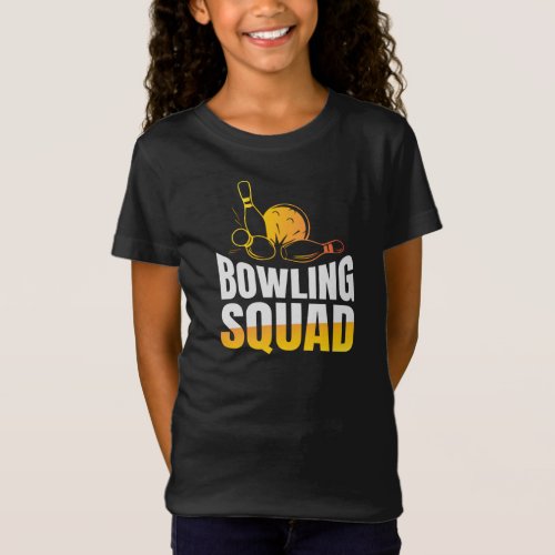Funny Retro Bowling Squad Team Girls T_Shirt