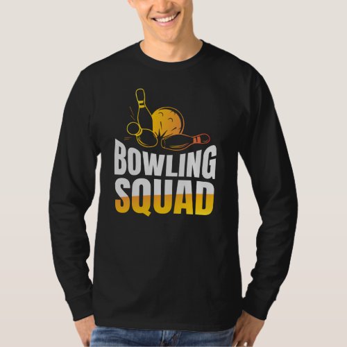 Funny Retro Bowling Squad Team Mens Long Sleeve T_Shirt