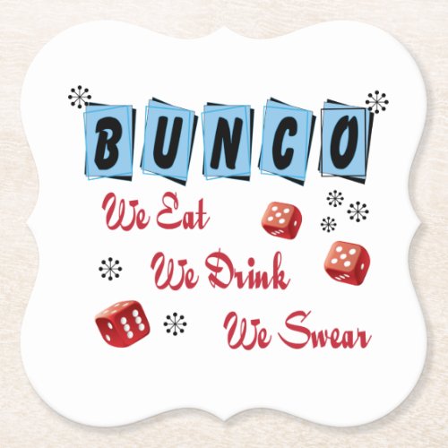 Funny Retro Bunco Drinking  Paper Coaster