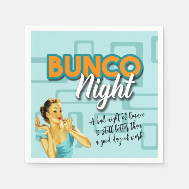 Funny Retro Bunco Night Napkins (Front)