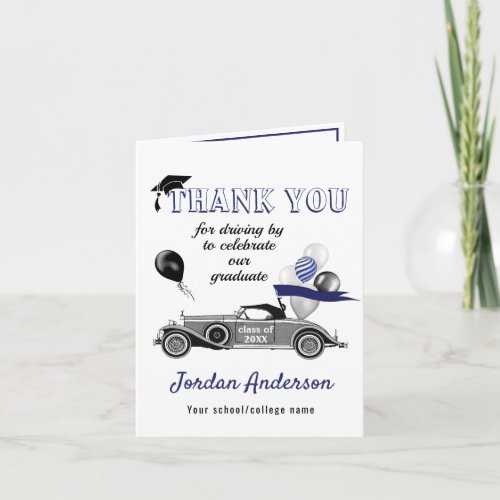 Funny Retro Car Drive By Graduation Parade  Thank Thank You Card - Funny Retro Car Drive By Graduation Parade Thank You Card. 
For further customization, please click the "customize further" link and use our design tool to modify this template. 
If you need help or matching items, please contact me.