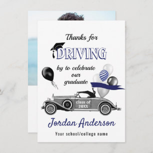 Funny Retro Car Drive By Graduation Parade Thank Y Thank You Card