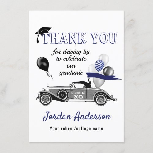 Funny Retro Car Drive By Graduation Parade Thank Y Thank You Card - Funny Retro Car Drive By Graduation Parade Thank You Card.
For further customization, please click the "Customize" link and use our  tool to design this template. 
If you need help or matching items, please contact me.